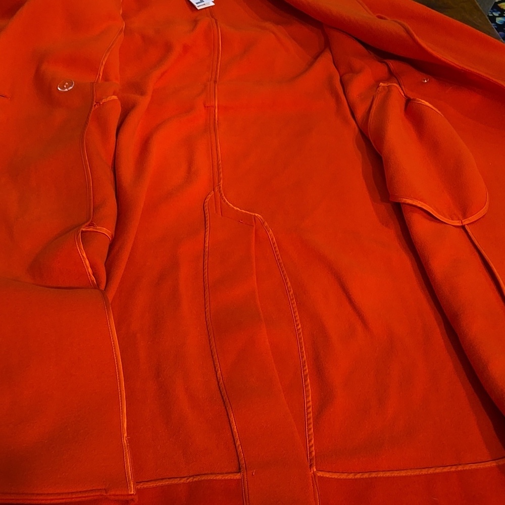 NWT LBV Double Faced Longline Coat In Flame Reddish Orange Size Large - Picture 12 of 14
